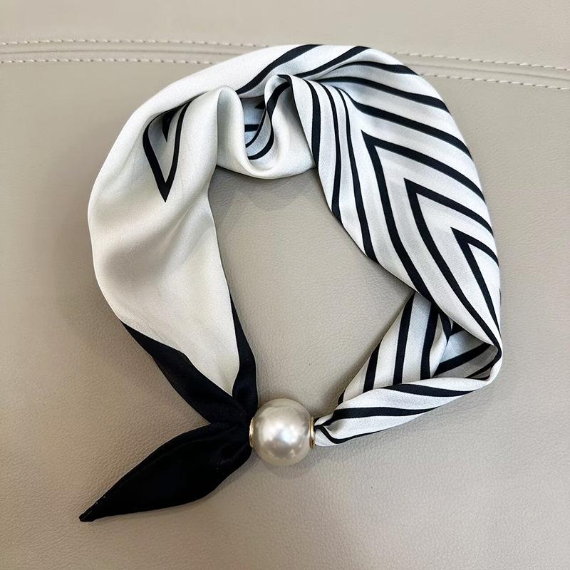 Летний 2025 года Шарф с жемчужной магнитной пряжкой: Универсальный, Декоративный, Дышащий шарф-труба