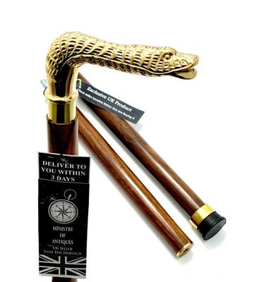 Трость для ходьбы с ручкой в виде змеи из цельной латуни, стильная, из твердого дерева, винтажная, ВСЕХ РАЗМЕРОВ, трость для ходьбы с ручкой в виде кобры