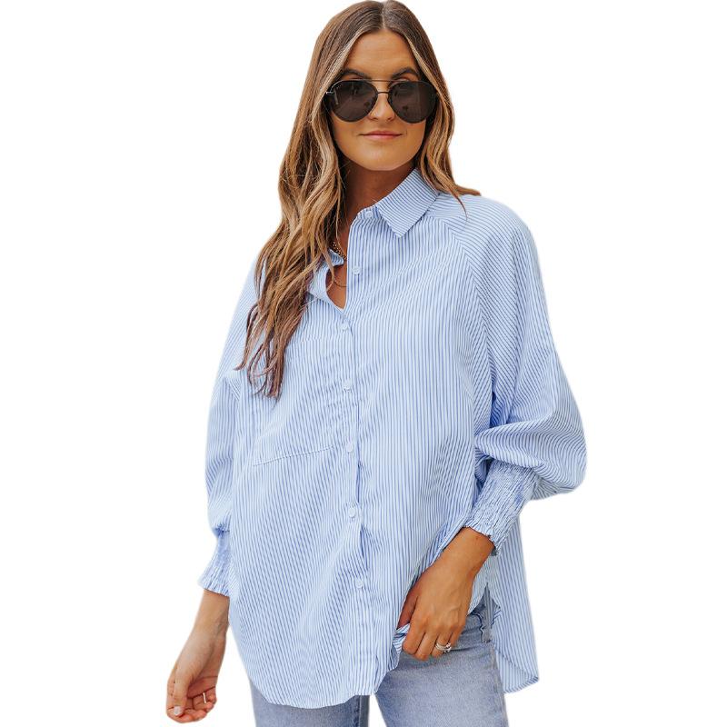 YYFS Женские модные повседневные весенне-осенние однотонные рубашки-поло с длинным рукавом и принтом, блузки и рубашки