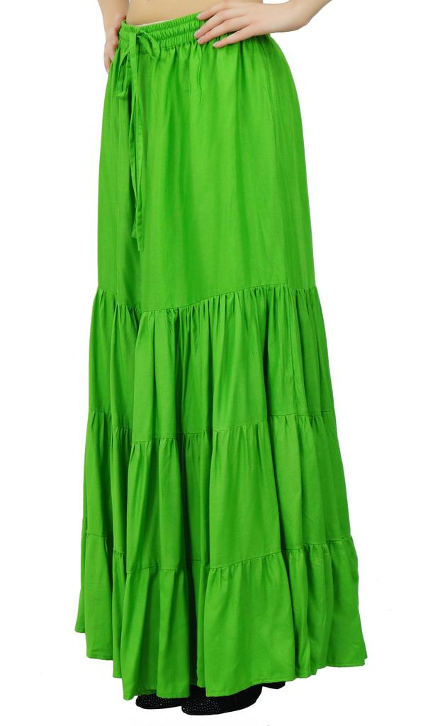 Bimba Длинная расклешенная юбка макси-ярус в стиле бохо с эластичной резинкой на талии из вискозы в стиле бохо