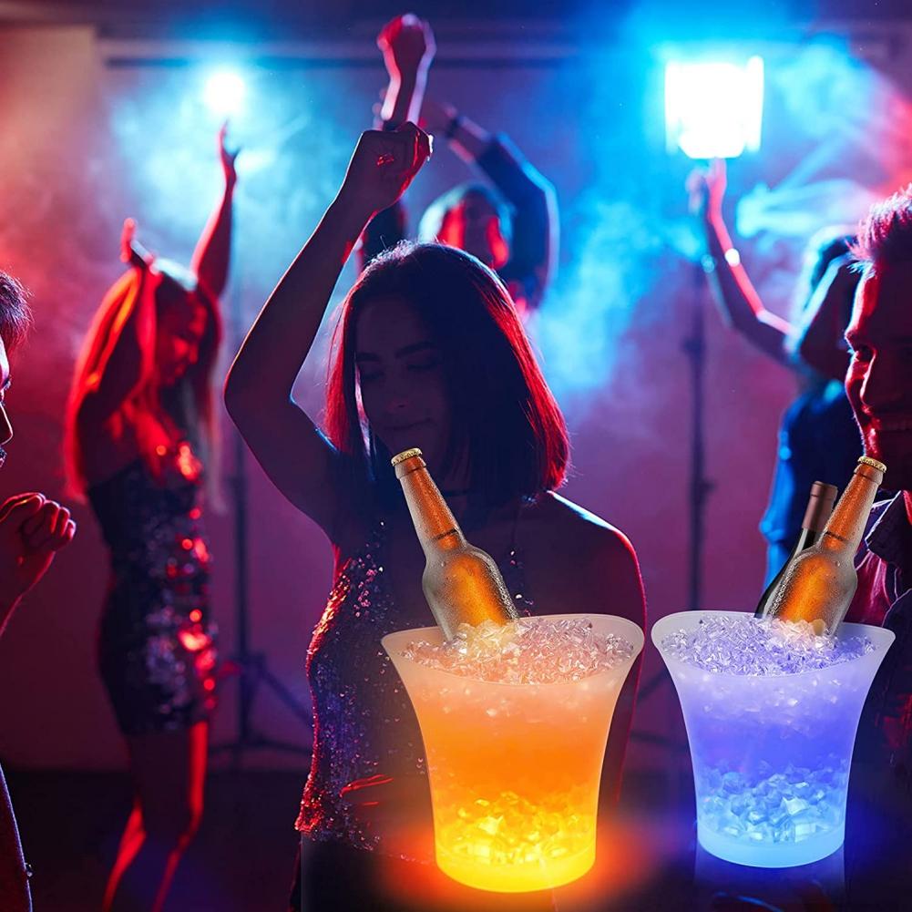 Ведро для льда со светодиодной подсветкой, ведро для вина, ведро для льда большой емкости, контейнеры для напитков с изменением нескольких цветов для вечеринки/дома/бара