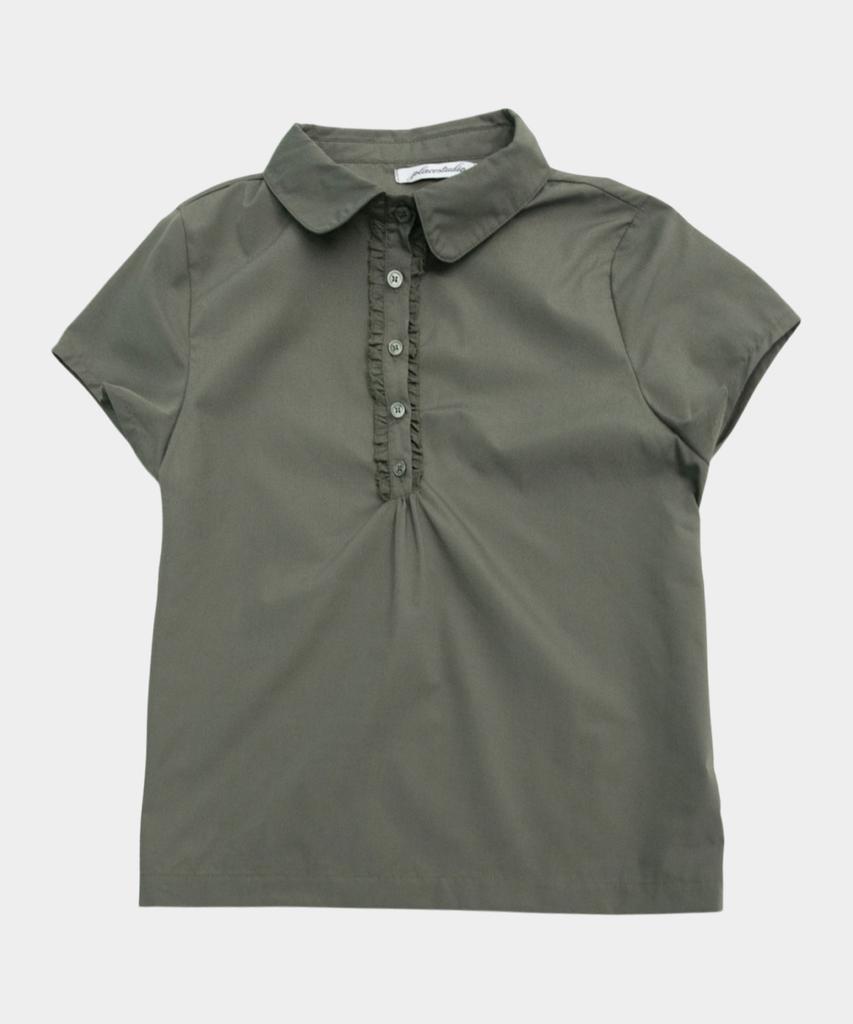 PLACE STUDIO Round Collar Frill Lace Layered Basic Short Sleeve Blouse Shirt_3 Colors
