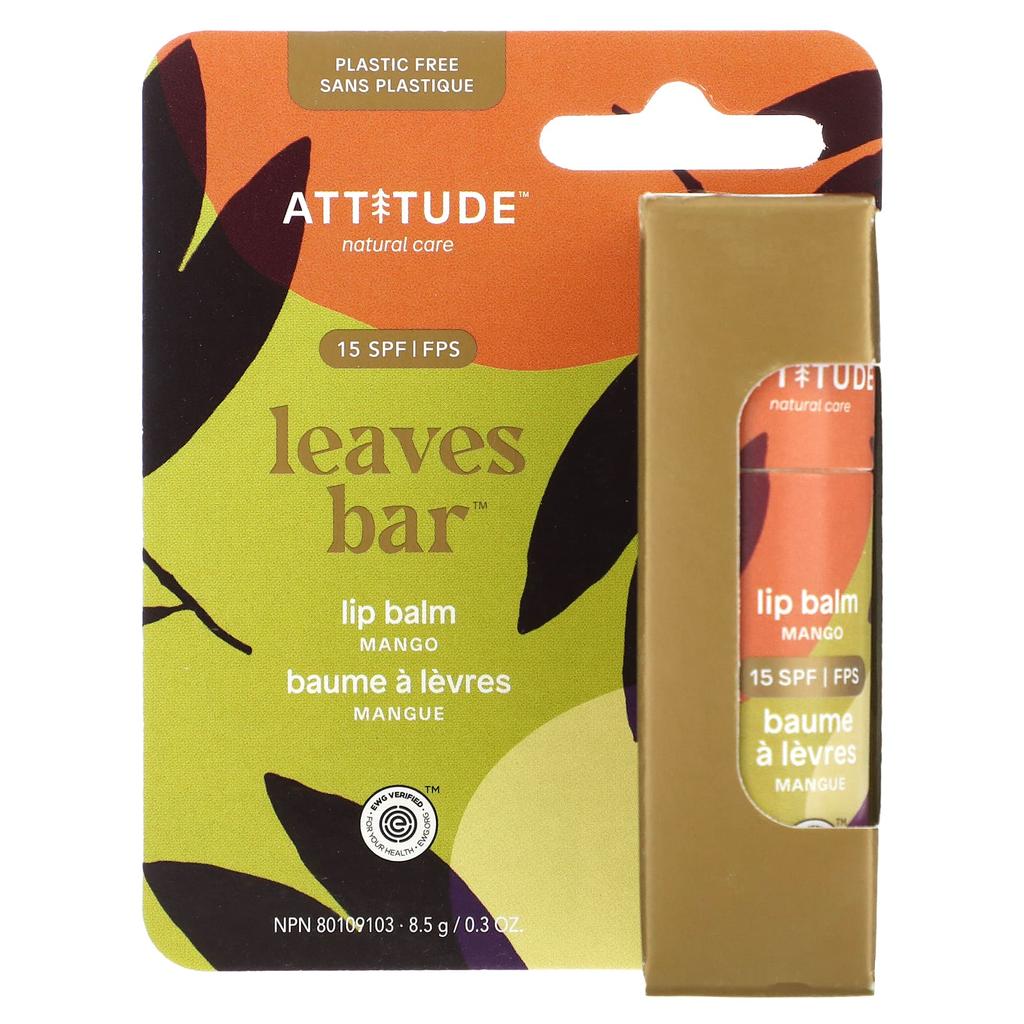 ATTITUDE, Reeves Bar, lip balm, SPF 15, mango, 8.5g (0.3oz)