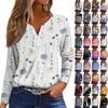Women's T Shirt Tee Button Floral Print Long Sleeve Daily Weekend Fashion Basic V-Neck Regular Top