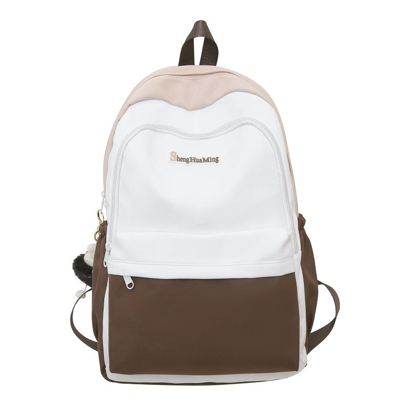 Female Block Color Backpack Girls School Bag Junior High School Student Backpack