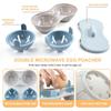 LMETJMA Microwave Egg Poacher Double Layer Egg Boiler for Microwave 2 Cavity Eggs Poacher Steamer Boiled Egg Cup Mold JT398