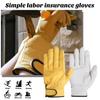 1 Pair Working Gloves Waterproof Faux Sheep Skin Anti-slip Hand Protector Thickened Wear Resistant Construction Repair Work Outdoor Yardwork