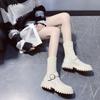 Короткие женские туфли Массивная обувь Мэри Джейн Белые ботильоны Носки Лолиты Женские ботильоны на эластичной платформе Тренд 2024 Новинка 2024 года