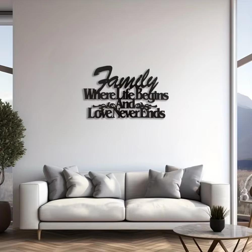 One Piece Metal Wall Art Inspirational Home Decoration Where Life Begins Love Never Ends Beautiful Blessings Decor