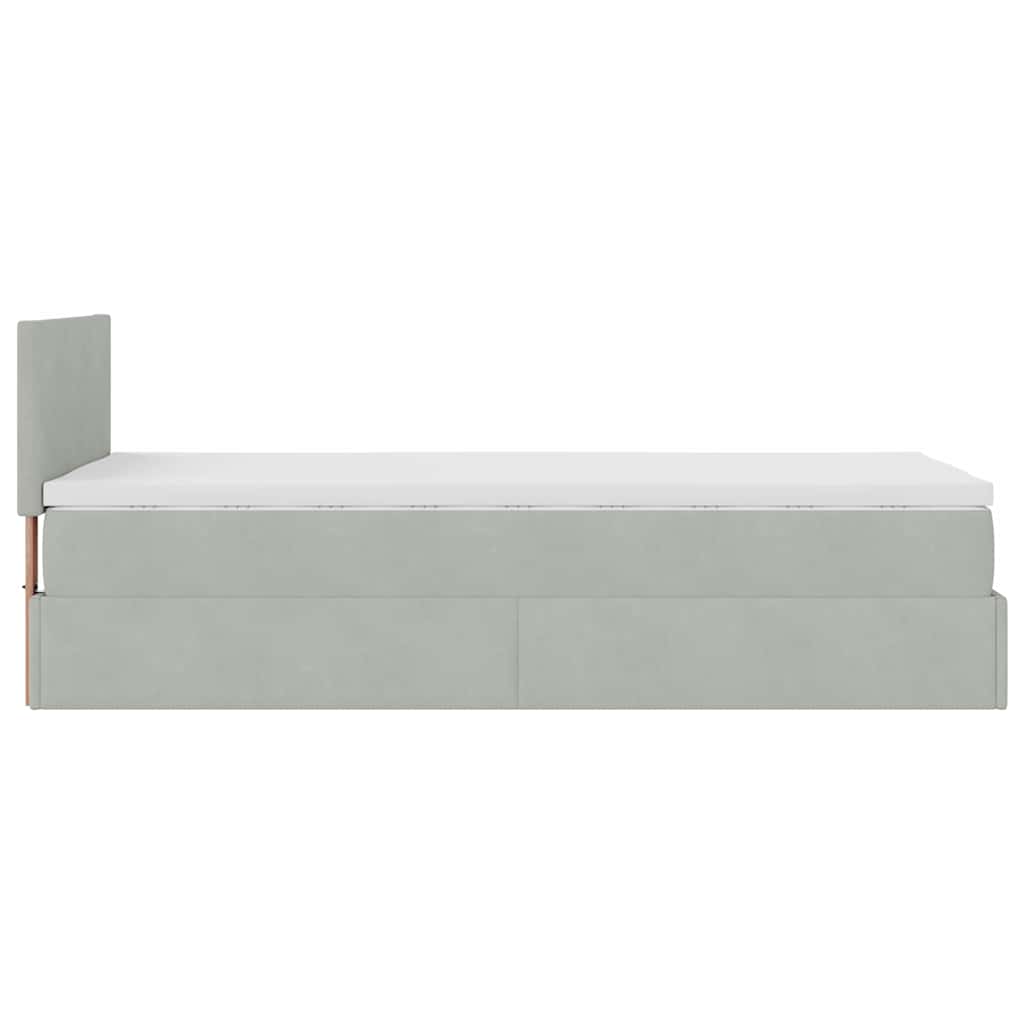 Ottoman Bed with Mattress & LEDs Light Grey 90x190 cm Velvet