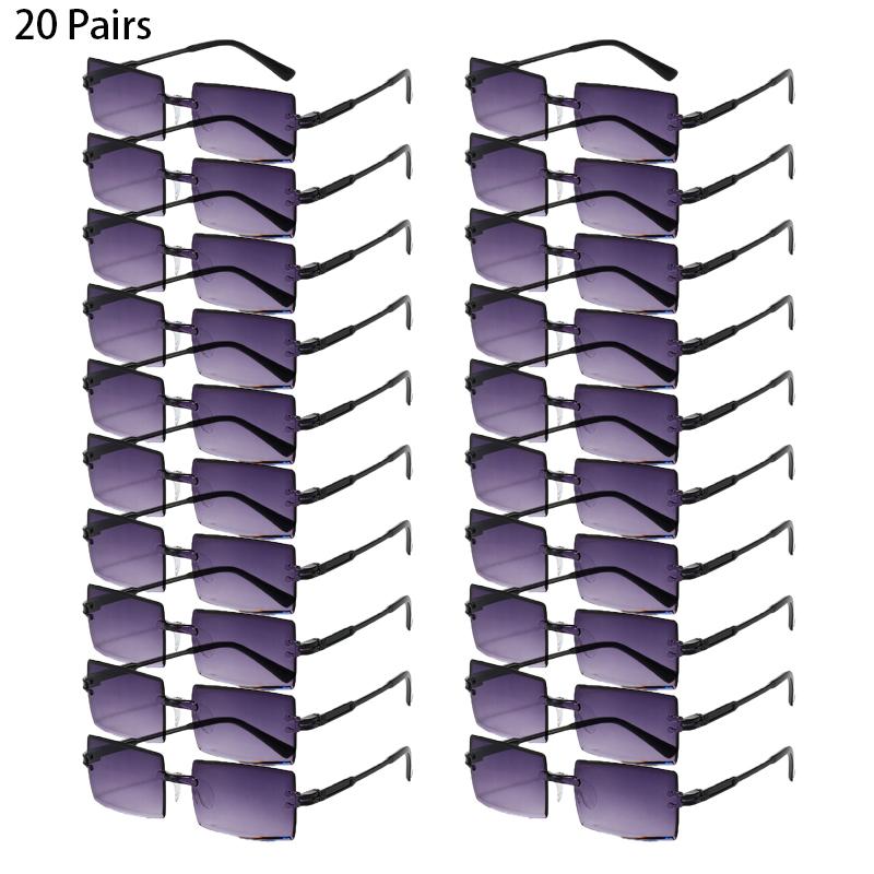 16/20 пар Прямоугольные Солнцезащитные очки Мужские Модные Безободковые Градиентные Многоцветные Пляжные Оттеночные очки Женские Новые Модные Рейв Солнцезащитные очки