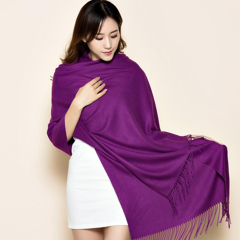 70 * 200cm Autumn And Winter New Women'S Solid Color Versatile Simple Tassel Imitation Cashmere Mohair Scarf Warm Scarf Atmosphere Shawl