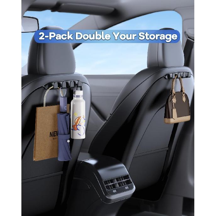 2 Pack Car Seat Hooks For Tesla Model Y Model 3 Accessories 2026 2025 2024 , Purse Hanger For Car, Automotive Seat Back Organizers For Purses Bags,
