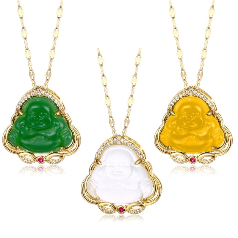 Unisex Hand-carved Maitreya Buddha Resin Pendant Necklace Charm Jewelry Fashion Amulet Magical Power Brings Blessing