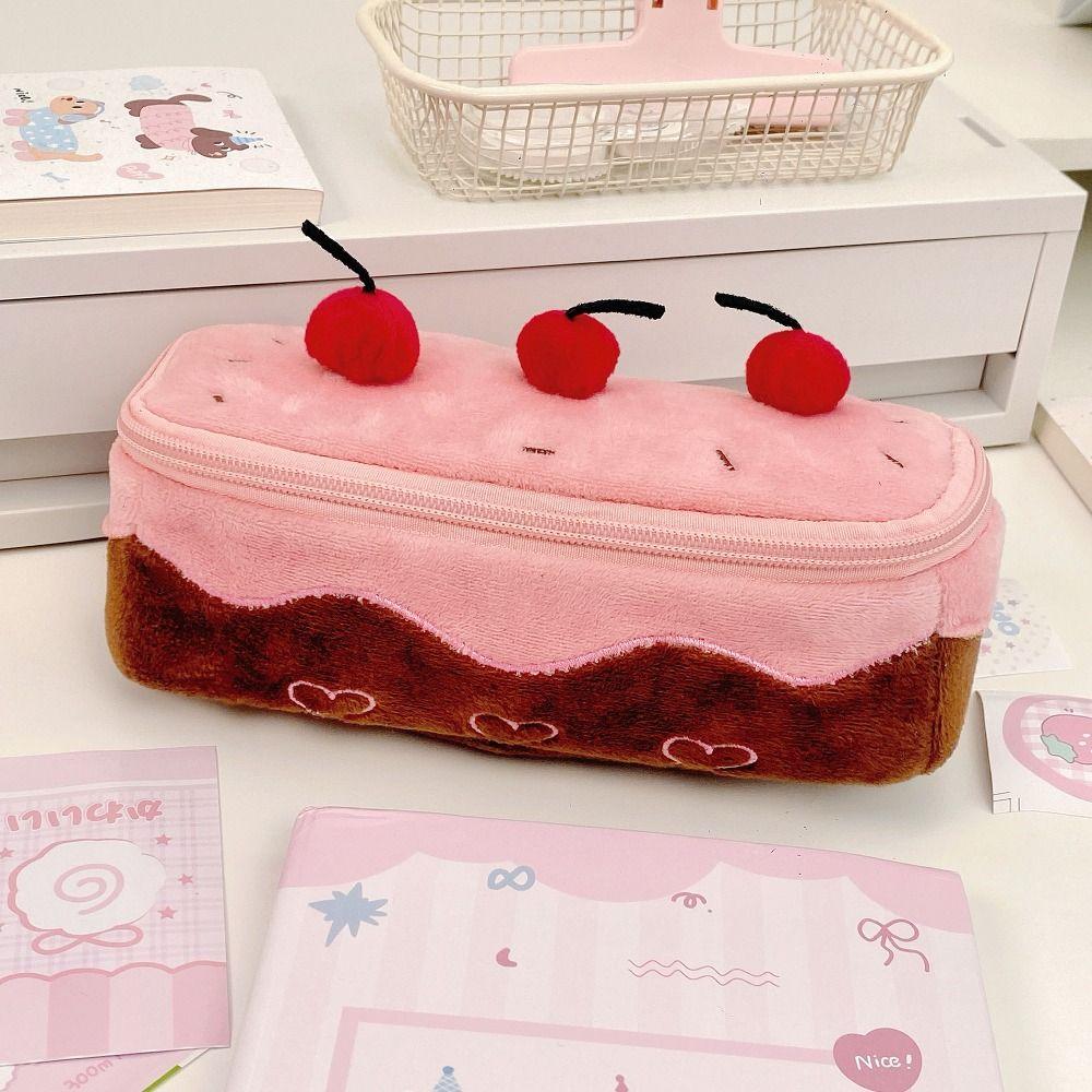 Plush Pen Bag Large Capacity Stationery Bag Cartoon Stationery Organizer Students