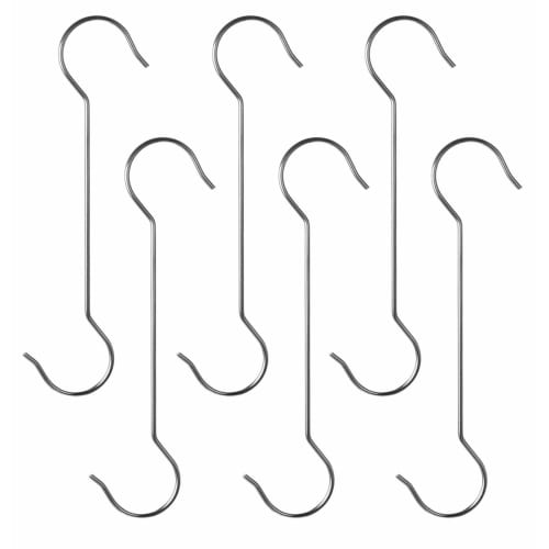 Maydahui S-shaped Hooks (Set of 6, Silver, Large, 30cm) Stainless Steel Hooks, Rust-Resistant, Long Hooks, Extra Large S-Shaped Hooks, Stylish Metal H