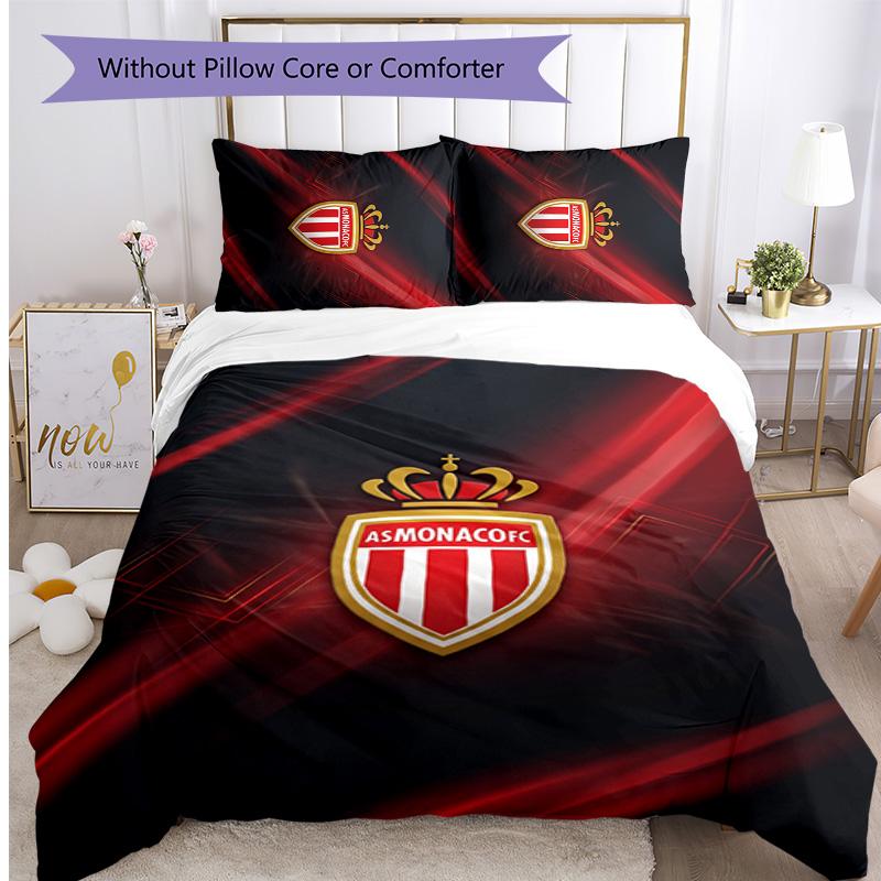 Monaco FC Printed 3PCS Bedding Set Breathable Duvet Cover with Pillowcases Decorative Bed Linen for Bedroom Home
