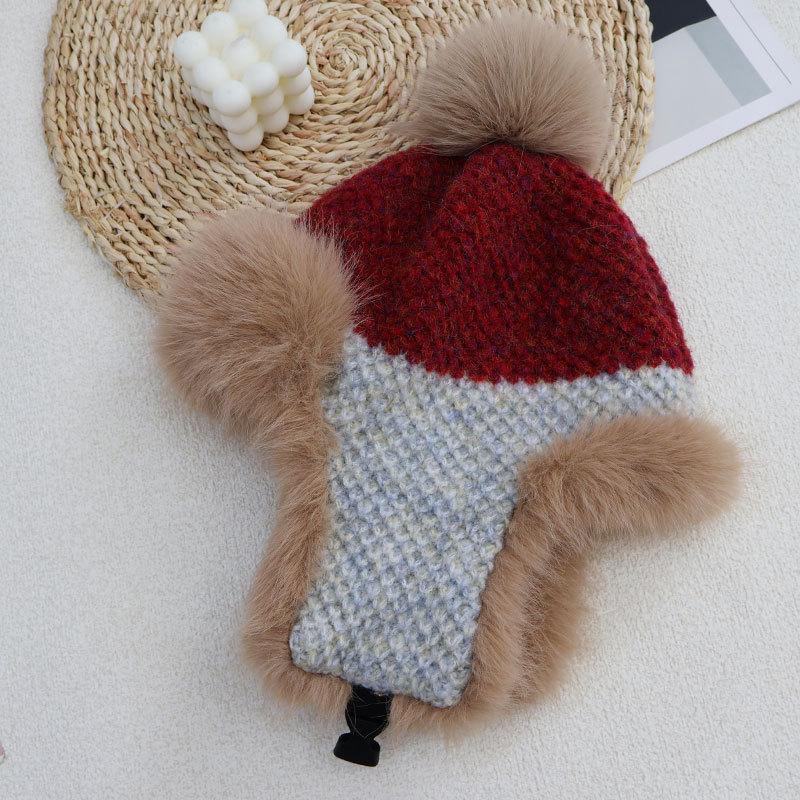 Модная флисовая утолщенная шапка женская зимняя ветрозащитная с защитой ушей шапка-ушанка для велоспорта, катания на лыжах, вязаная шерстяная шапка