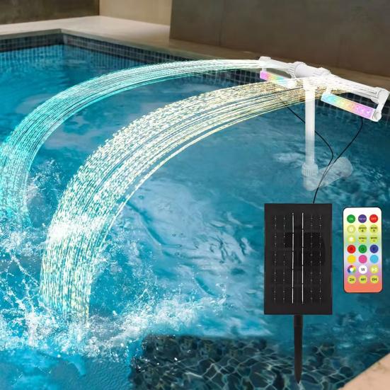Pool Fountain with Lights Dual Arc Spray Jet Pool Fountain Color Changing Light-up Fountain with Remote Control for Above Ground In-ground Pools