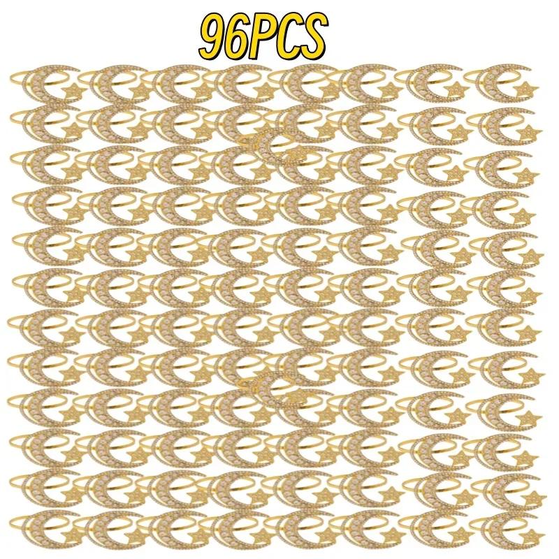 96 шт. Креативные кольца для салфеток со стразами в виде звезд и луны, сервировка стола для западного ресторана, полые кольца для салфеток со стразами