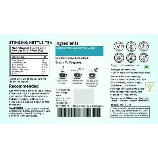 TEACURRY Stinging Nettle Tea(1 Month Pack, 30 Herbal Tea Bags)- Helps With Kidney Detox, Blood Sugar, Blood Purify-Stinging Nettle Tea