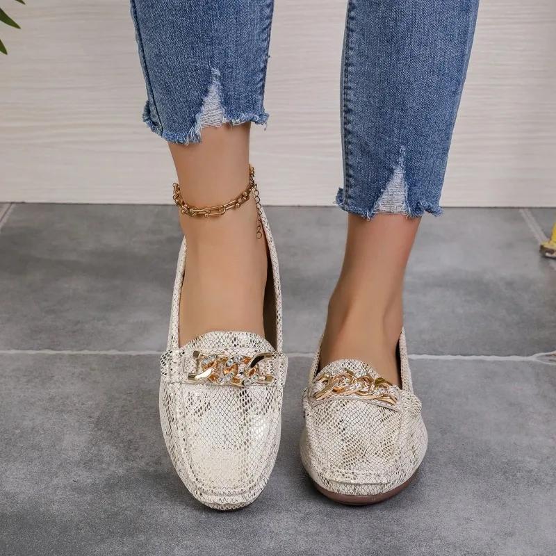 Fashion 2024 Brand Shoes for Women Loafers Women's Flats Fashion Metal Decoration Daily Flats Women High New Plus Size Flat Low Heels