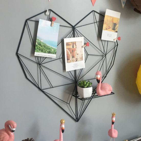 Сетка в форме сердца, стойка для фотографий, держатель для фотографий, полка, настенный подвесной декор «сделай сам»