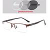 Half Frame Sun Photochromic Gray Customize Prescription Eyeglasses +Metal Square Short-Sight Eyewear 0 -0.5 -0.75 To -6.0