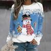 3D Print Light Blue Snowman Tshirts Ladies Tops Long Sleeve O-neck Pullover Femme T-shirts T Shirt For Women