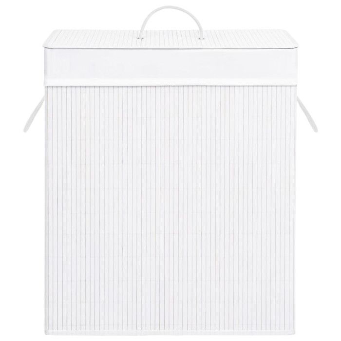 VidaXL Laundry Basket with Single Section White Bamboo 83 L 320752