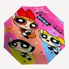 Powerpuff Girls Automatic Opening/Closing Umbrella - Portable 3-Fold Design with 8-Bone Steel Frame - for Fans, Travelers, and Everyday Use