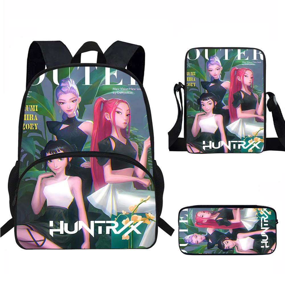 K-Pop Demon Hunters 3-Piece Student Backpack Set Anime-Themed Trendy Printed Backpack Set