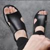 Summer 2025 Men's Sandals Thick Rubber Sole Beach Shoes Middle-Aged Dad Casual Comfortable PVC Upper Adult Leisure Footwear