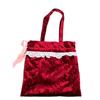 Ado Mizumori Lace and Velour Drawstring Tote Bag Wine Red