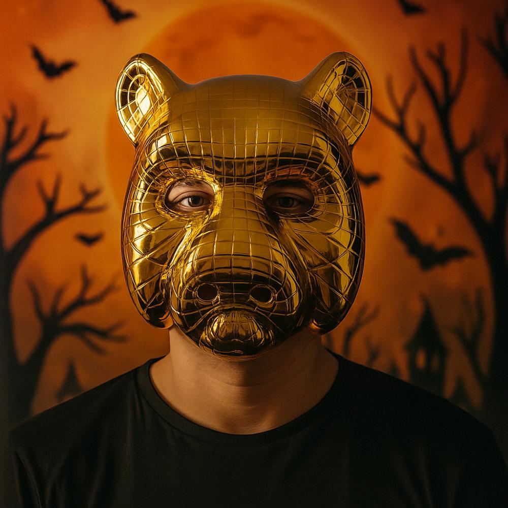 Golden Full Face Mask Plastic Animal Mask Personalized Masquerade Props Festival