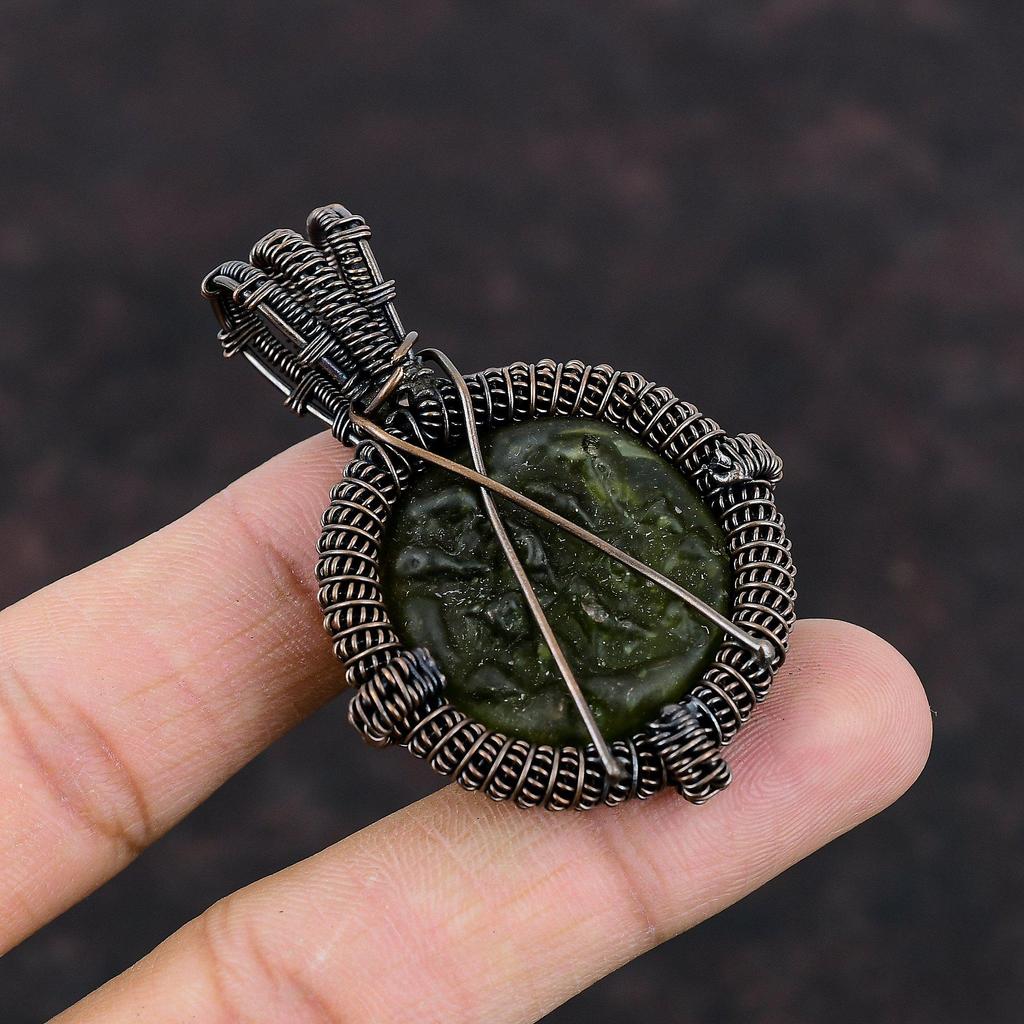 Moldavite Pendant Copper Wire Wrapped Pendants Gemstone Pendant Copper Jewelry Handmade Pendant Moldavite Jewelry Gift For Her Women Pendant