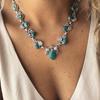 Ladies Boho Necklace Fashion Turquoise Jewelry Simple Retro Clavicle Chain Gift for Girlfriend