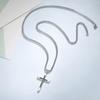 FANCIME Men's Cross Necklace, 925 Sterling Silver, Cross Pendant, 316L Stainless Steel (Surgical Stainless Steel) Chain, 60cm, Black, Amulet,