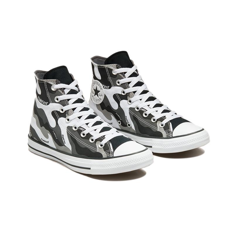Converse Chuck Taylor All Star Удобные Модные Высокие Кеды из Канваса Унисекс Черный, Белый и Серый Камуфляж