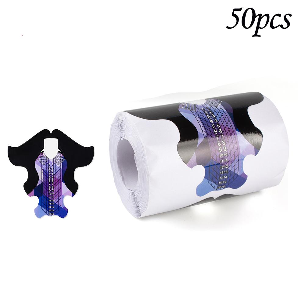 50 шт., французские формы для ногтей, формы для наращивания ногтей, наклейки, акриловые кривые, накладные направляющие для ногтей, маникюрный держатель, набор инструментов