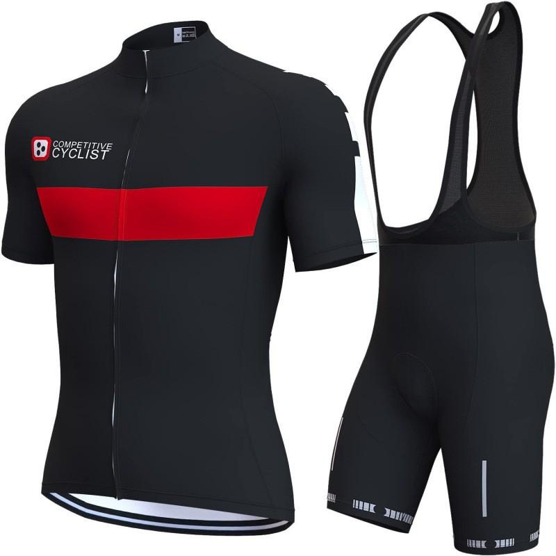 Mens Cycling Jersey Bib Shorts Set Quick Dry Breathable Bike Sportwear