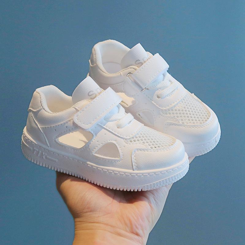 Kids Summer Breathable Mesh Sneakers Boys Girls Hollow Soft Sole Casual White Shoes Baby Lightweight Running Trainers