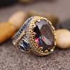 Винтажное овальное кольцо в стиле панк с цирконом смешанного цвета для мужчин, изящные турецкие кольца ручной работы, модные исламские религиозные мусульманские ювелирные изделия, подарки