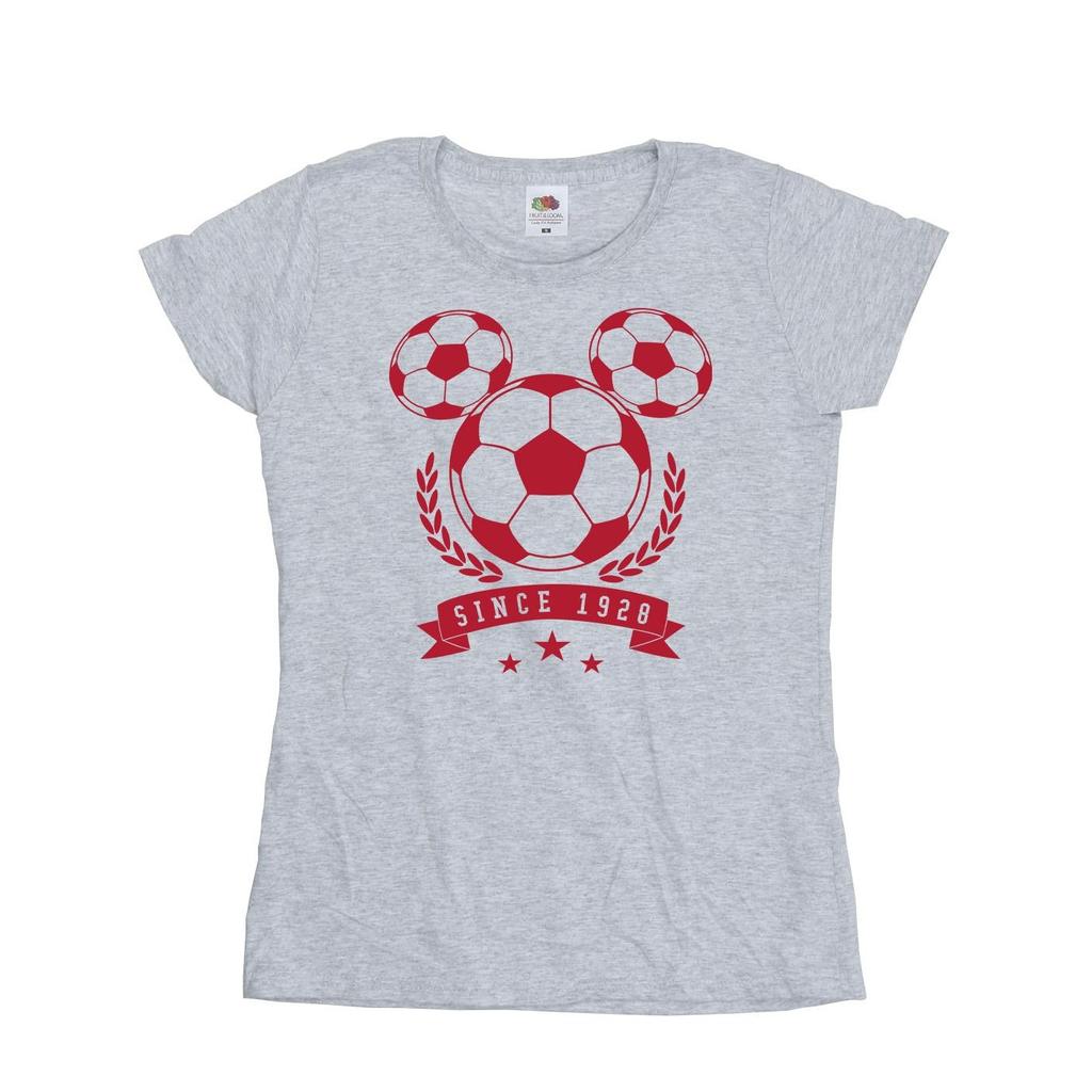 Disney Женская/женская хлопковая футболка с изображением Микки Футбольной головы