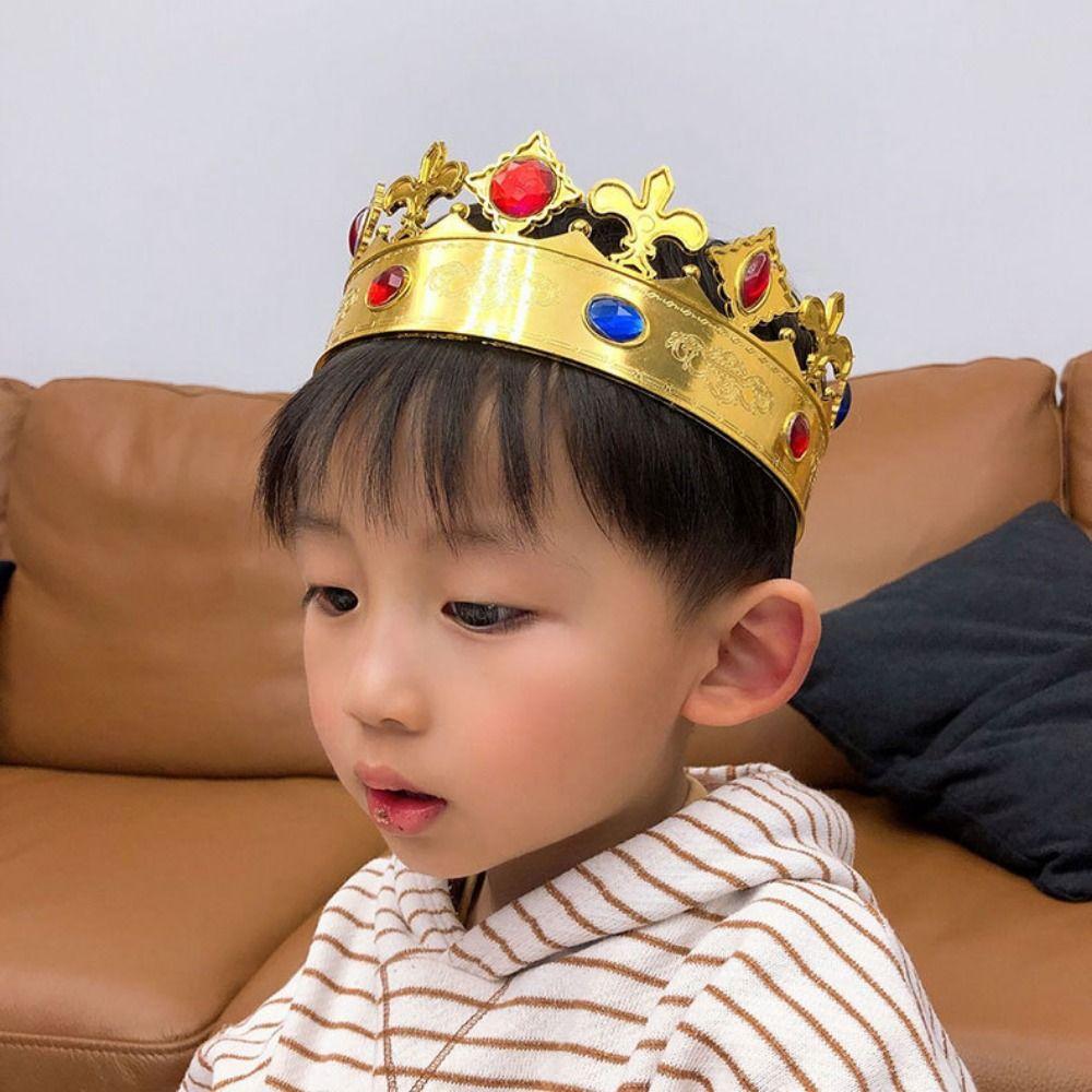 Fashion Jewelry King Costume Accessory Round Tiaras Gold Crown Toy Men's Crown Princess's Crowns