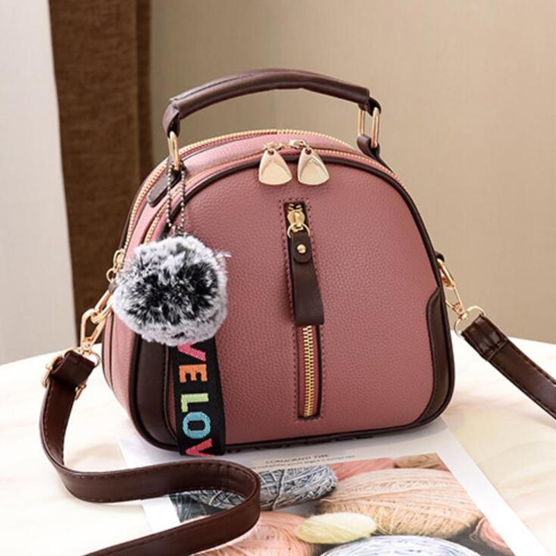 Yogodlns Женская однотонная серая сумка для волос с шариком через плечо, модная сумка через плечо из искусственной кожи