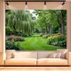 1 Large Garden Backdrop - Elegant Green Tree Path, Pink/Orange/Blue/Yellow/White/Purple