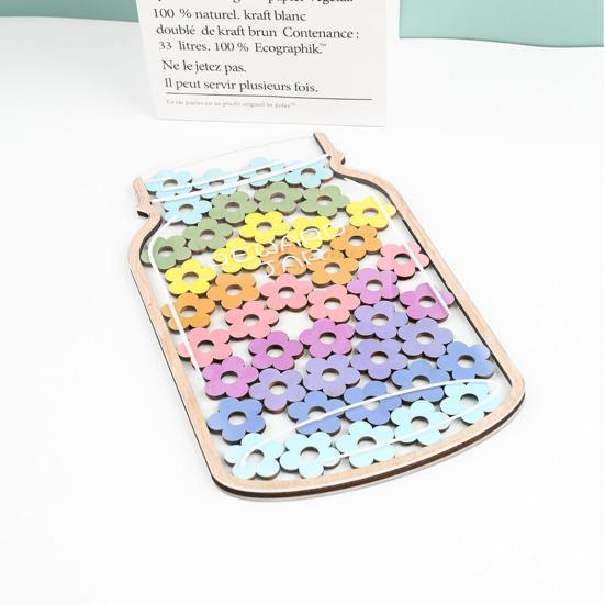 Wooden Reward Jar with 25 Colorful Stars Flowers Kids Students Potty Training Positive Behavior Chart System Home Classroom Management Tool