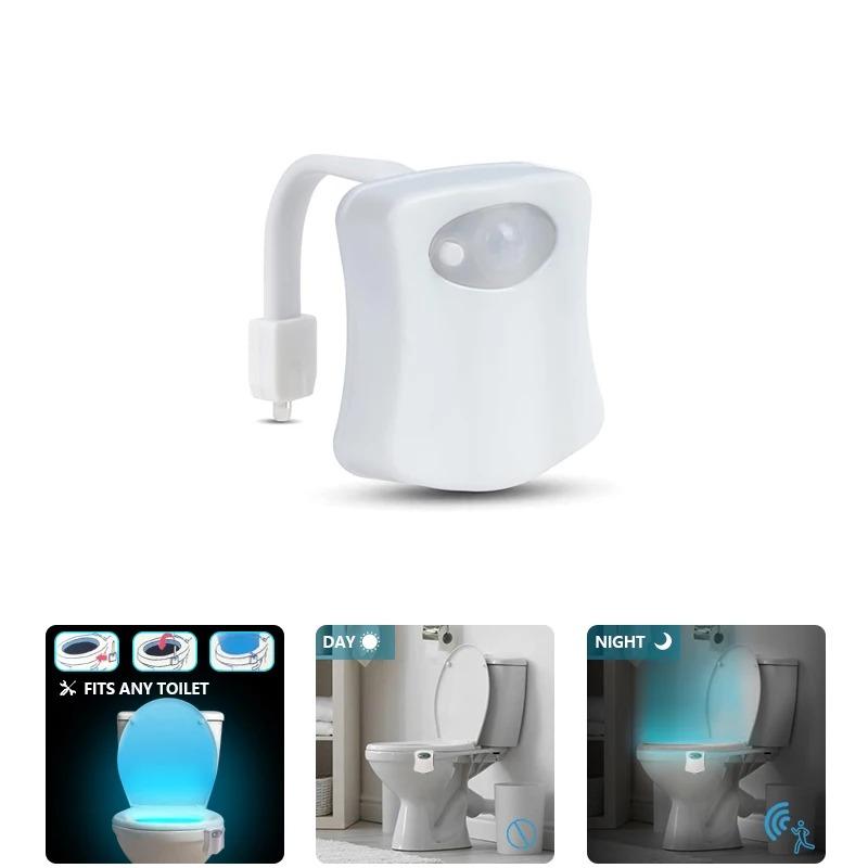 8/16 Colors Motion Sensor Light Wireless LED Night Light RGB Lamp Toilet Bathroom Atmosphere Light Colorful Sensor Night Lights