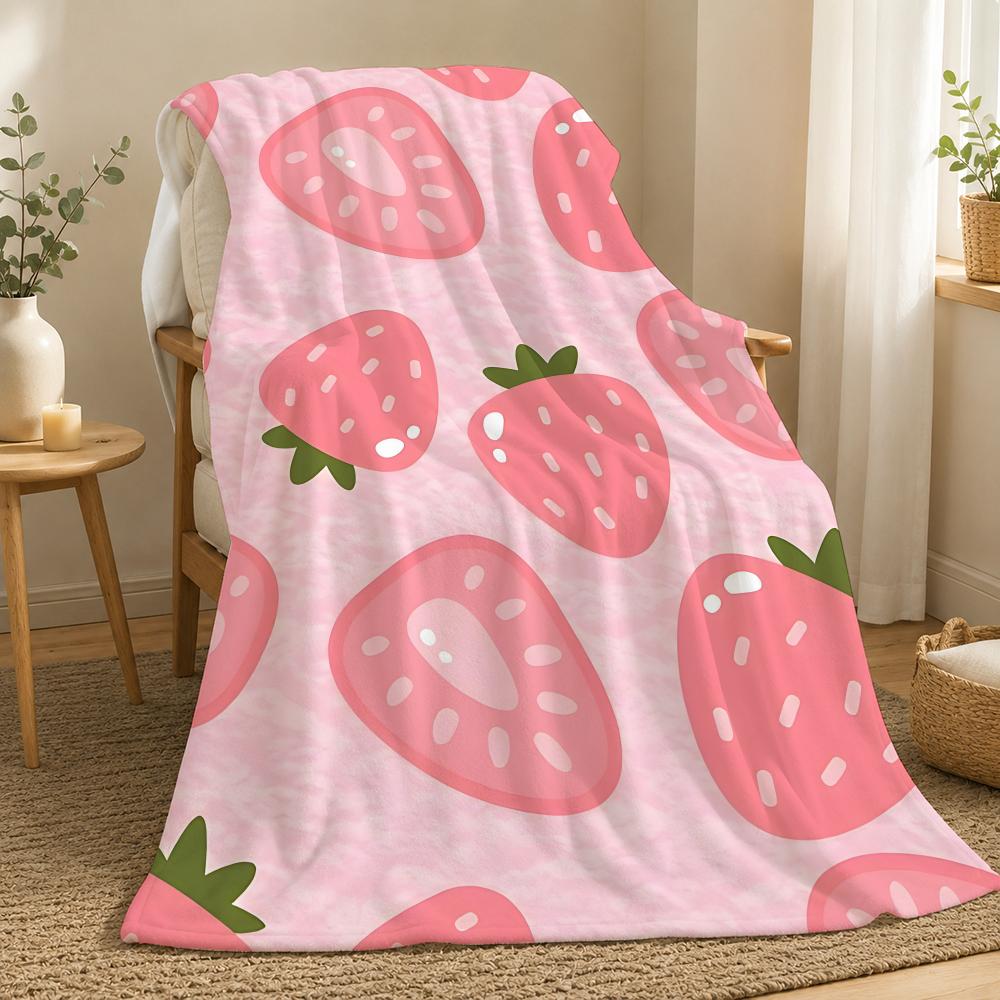 Strawberry Fruit Wall Art Throw 240g flannel blanket, suitable for sofas, beds, offices, exquisite gift blankets